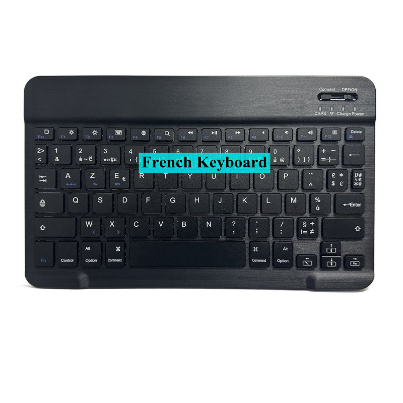 Para Ipad Tablet Azerty teclado tailandés con árabe francés ruso español Bluetooth teclado inalámbrico ratón Android Universal 10": Rojo