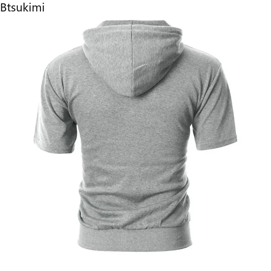 Herr casual tröjor kortärmade hoodies jacka enfärgad smal dragkedja herr sporttoppar bekväma friluftskläder för män