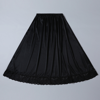 Spitze Unterrock 75cm 85cm Lang Unten Felsen für Kleid 3 Meter Großen Rand Elastische Taille Inneren Petticoat Schwarz seide: Schwarz / 75cm
