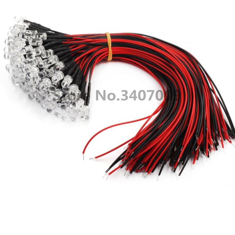 10PCS 3mm 5mm LED 5-12V 20cm Pre-wired White Red Green Blue Yellow UV RGB LED Lamp Decoration Light Emitting Diode Pre-soldered