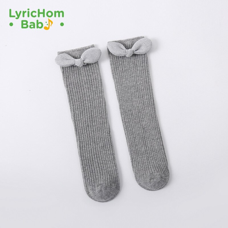 Lyrichom Baby Kinderen Sokken En Najaar Stijl Sokken Voor Meisjes Solid Prinses Strik Kousen Knie Sokken Meisje: cotton socks 2 / S (1-4 years) 28cm