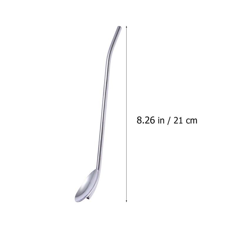 6 pièces en acier inoxydable cuillère paille réutilisable pailles Cocktail cuillères ensemble cuillère poignée est une paille creuse