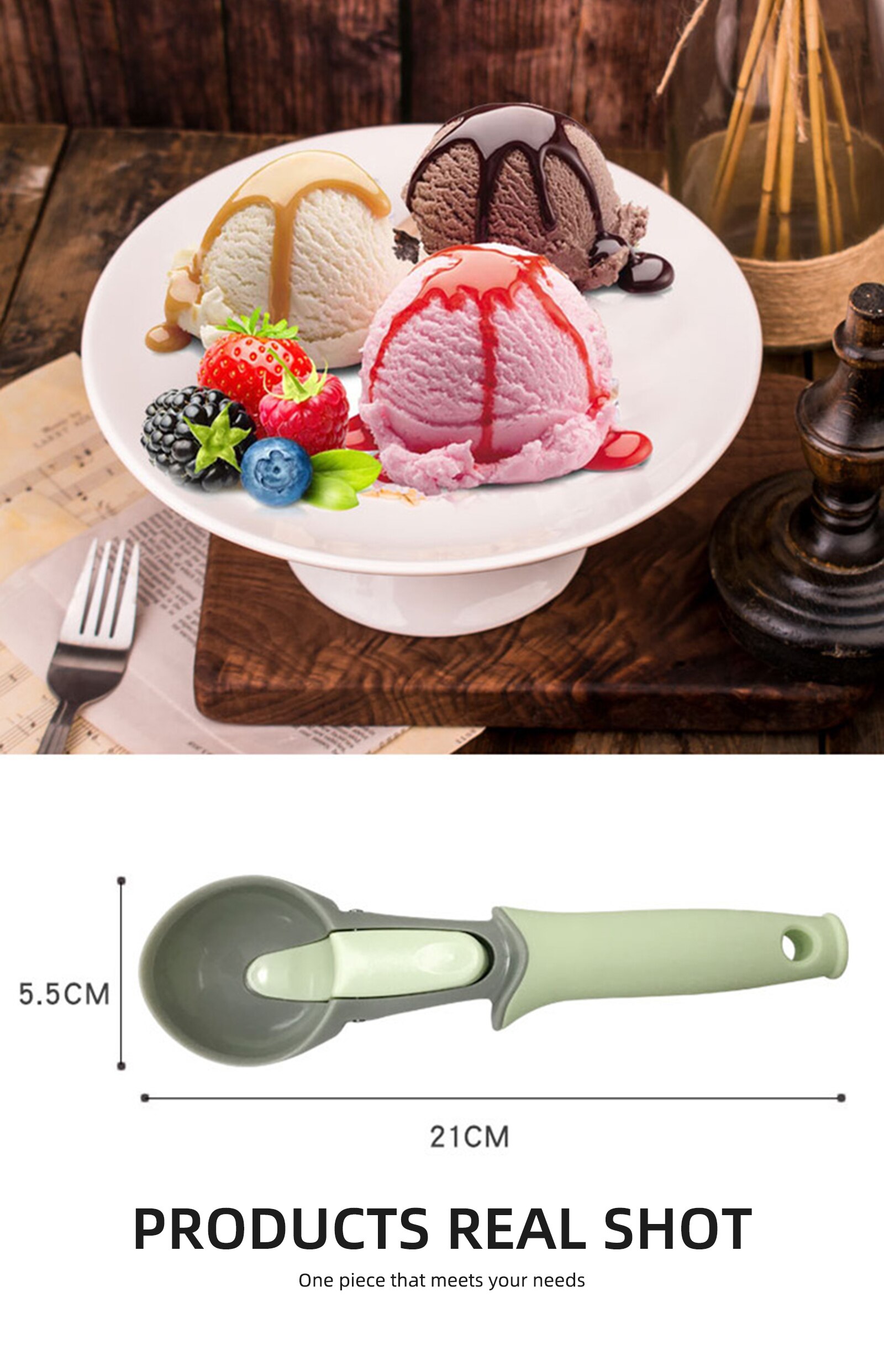Ice Cream Spoon Fruit Watermelon Ball Ice Cream Spoon Cookies Dough Disher Spoon Handle Kitchen Accessories