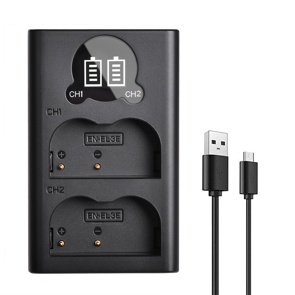 EN-EL3e Battery Charger for Nikon EL3e EL3a ENEL3e Battery D300S D300 D100 D200 D700 D70S D80 D90 D50: 1x   RH Charger