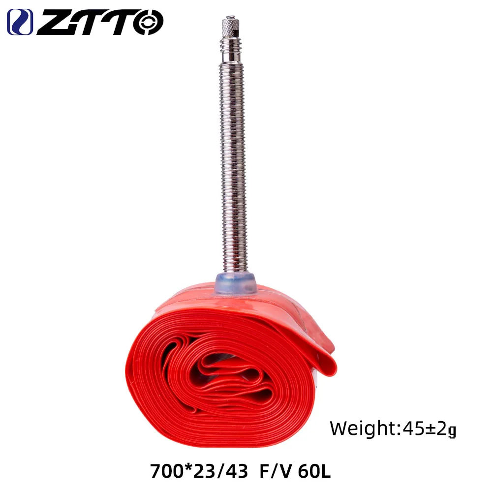 Ztto ultralett tpu sykkelslange 26/27.5/29 tommers sykkelslange fransk ventil lengde  fv 48mm 60mm 80mm 700c landeveissykkeldekk: Korallrød