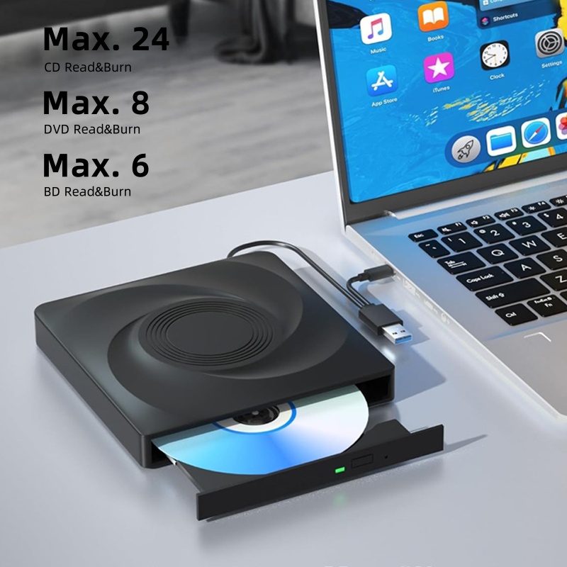 External Blu ray Drive USB 3.0 Type-C Optical BD CD DVD Drive Burner Portable Player Writer Compatible with Windows/MacOS/Linux