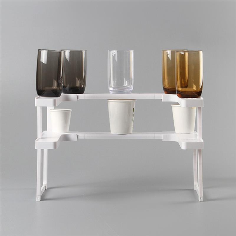 2 Layers Kitchen Storage Shelf Cabinet Cupboard Organizer Adjustable Kitchen Storage Spice Rack Countertop Organizer Cabinet