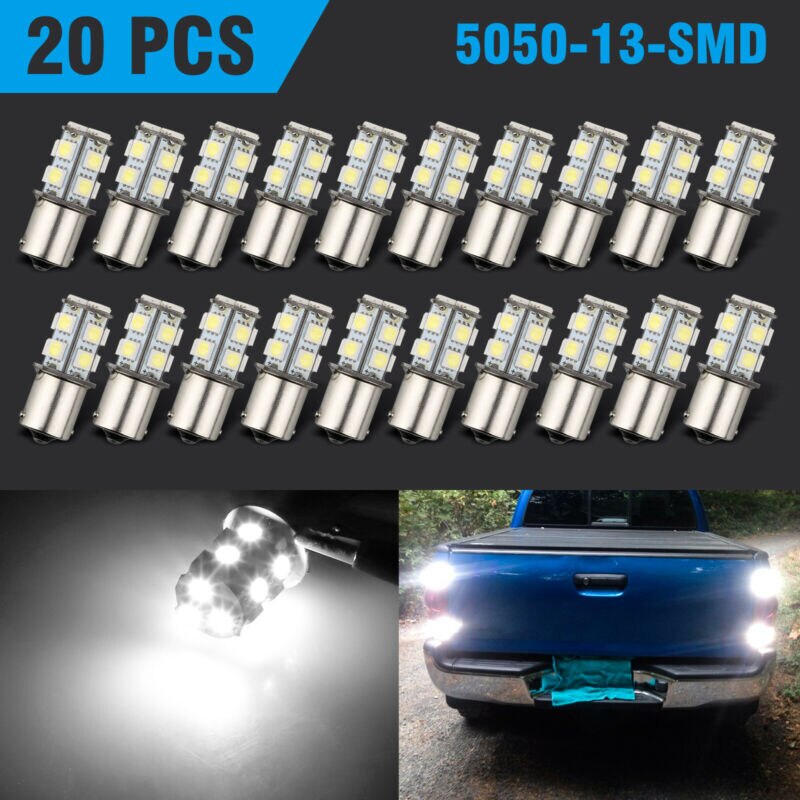 20 st bil led lampor 6000k 12v vita båt husbil parkering blinkers lampor set