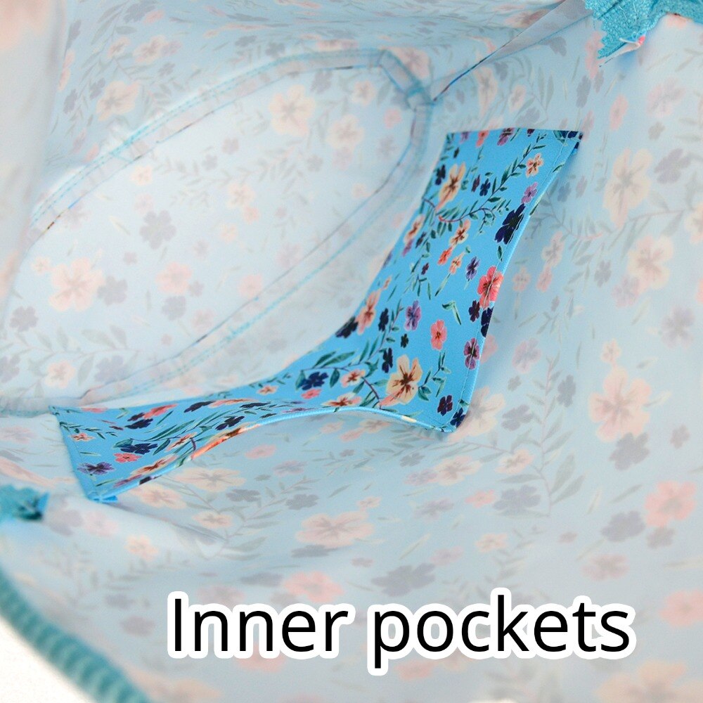 TANQU Floral Frill Pleat Lining Zipper Pocket for Obag 50 composite cloth Insert with Inner Waterproof Coating for O Bag 50