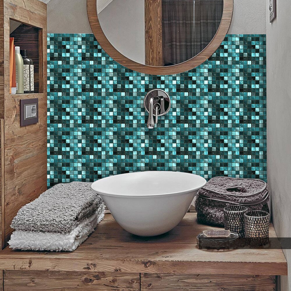 25 stk/pakke pvc wallsticker fliser badeværelse vandtæt mosaik sticker selvklæbende tv baggrundsvæg indretning 10*10cm/15*15cm