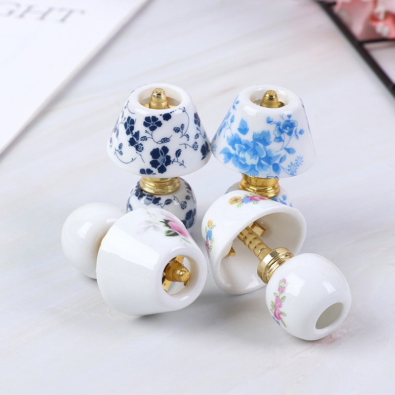 1:12 Mini Ceramic Lamp Miniatures Dollhouse Toy Porcelain Miniature Table Lamp Doll House Accessories