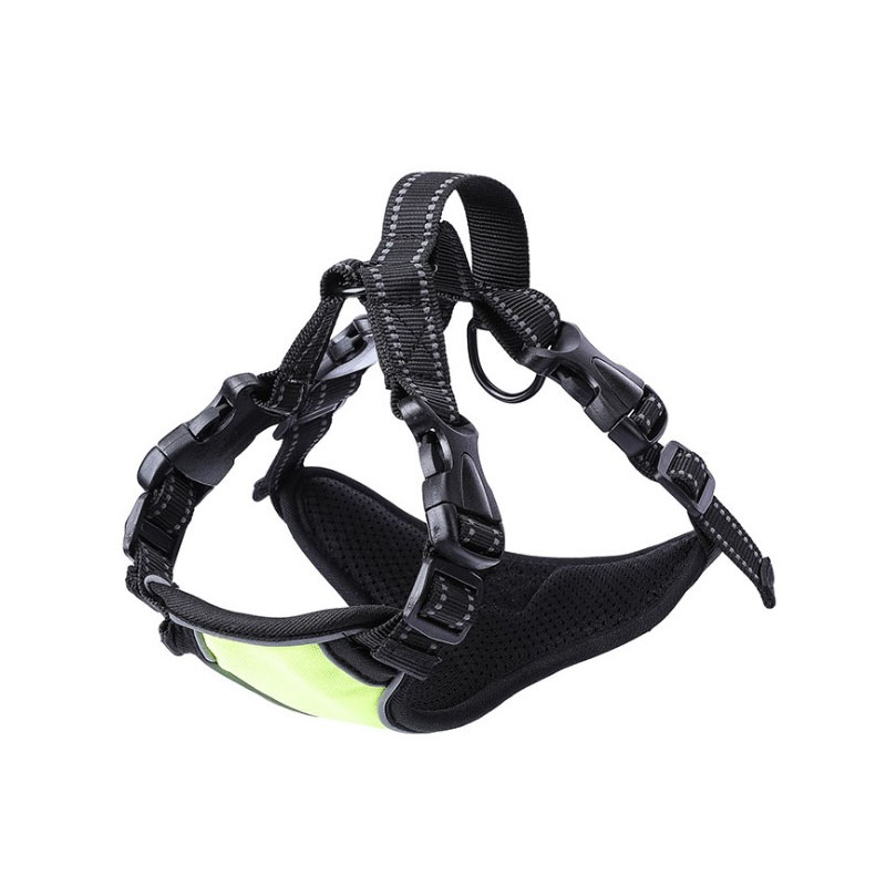 Hond Veiligheid Vest Harnas Hond Verstelbare Auto Veiligheid Mesh Harnas Reizen Riem Vest met Huisdier Autostoel Borst Riem leash Rope: Green / M