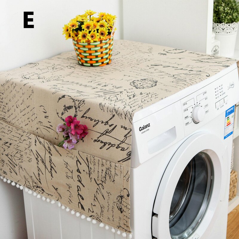Anti-slip Drum Washing Machine Cover Dust Cover Clean Waterproof Dust Cover Fridge Top Cover Dryer Front With 6 Storage Bags: E