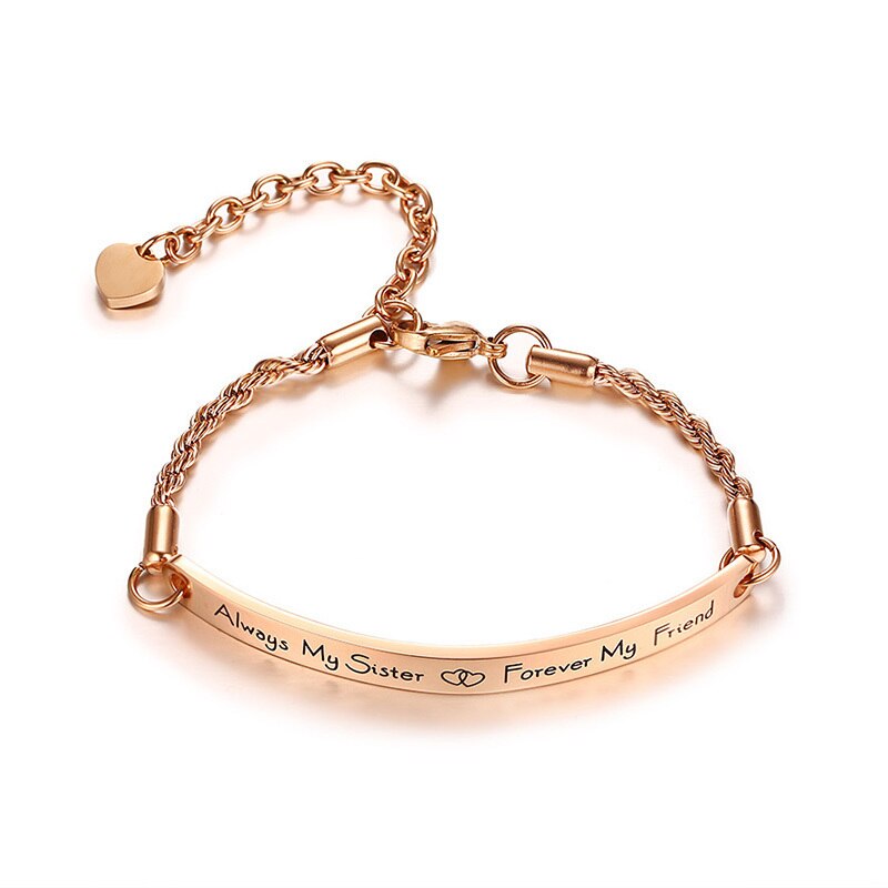 Vnox Beste Vriend Zus Armbanden Vriendschap Sieraden Rose Goud Rvs Ketting: Rose Goud Kleur