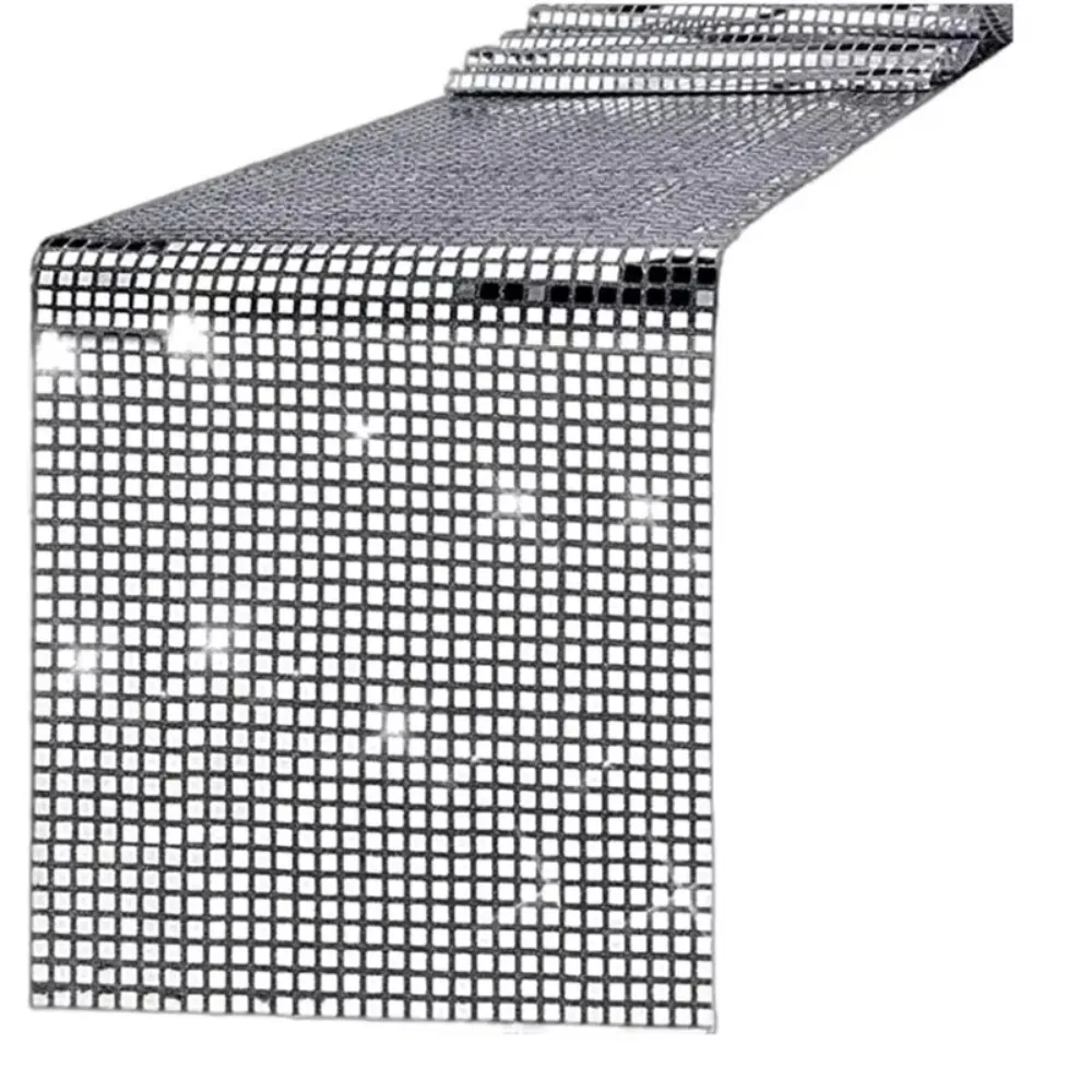 Unik glitter disco bordlöpare spegel paljettduk europeisk stil bordsduk födelsedag: Ljusgul