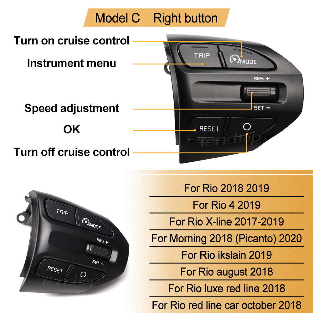 Multifunctional Steering Wheel Buttons For Kia RIO X-LINE K2 RIO 4 Cruise Control Remote Volume Bluetooth Car Switches