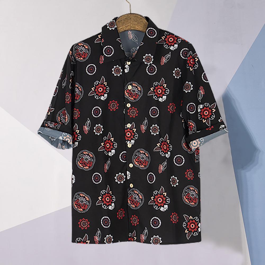 Koszula męska guziki oddychająca lekka koszula hawajska z krótkim rękawem dla klubu koszula męska