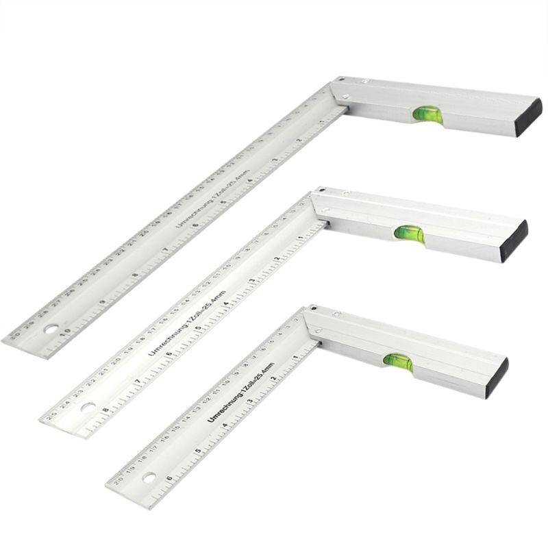 90° Carpenter Angle Finder Ruler Gauge Thickening Aluminum Woodworking Square Gauge 200mm 250mm 300mm