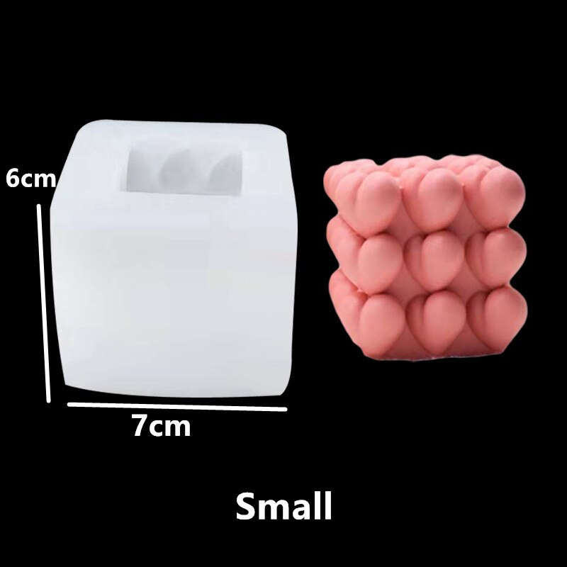 Moule en Silicone pour bougie en forme de cœur, Cube d'amour, pour décoration de bureau faite à la main, en résine époxy de gypse, aromathérapie: small only mold