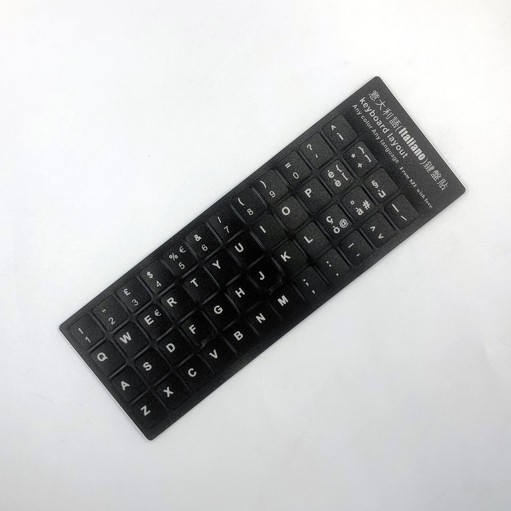 Schwedische polnische Farsi Niederländisch Italiano Deutsch Ungarisch Türkisch Dänisch Tastaturaufkleber Buchstaben-Alphabet-Layout: Weiß