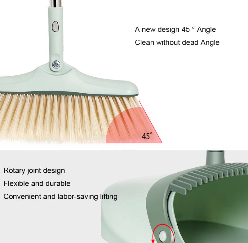Opvouwbare Winddicht Huishouden Bezem Stoffer Set Plastic Anti-Kronkelende Zachte Haren Floor Sweep Antislip Handvat Borstel om