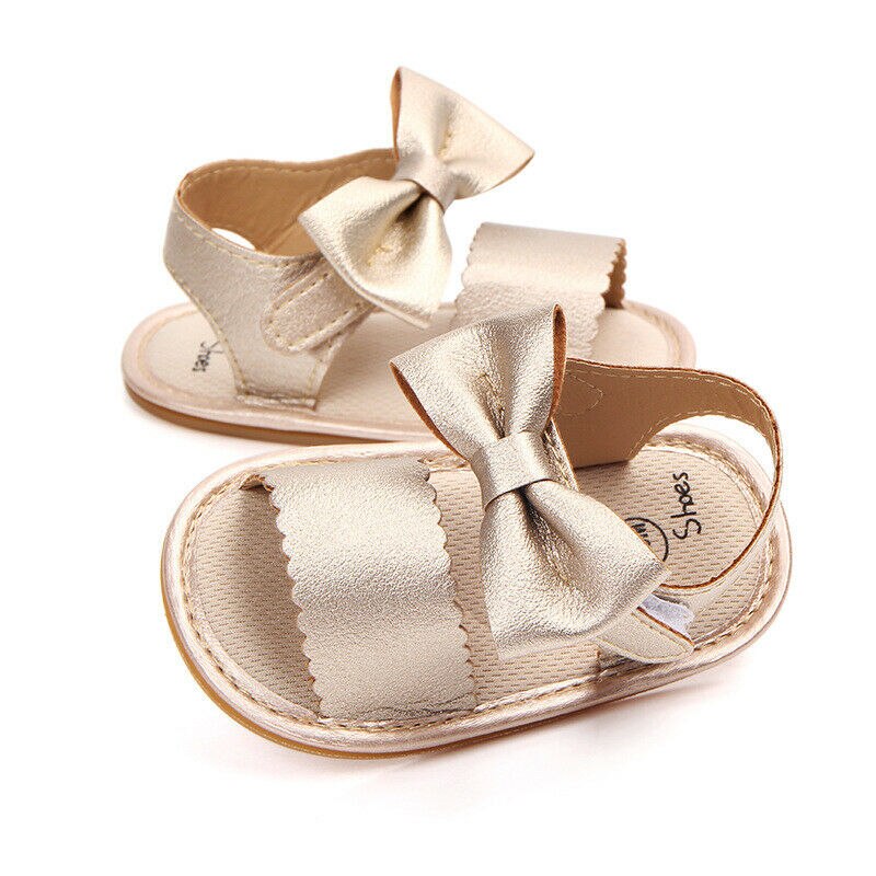 Emmababy Newborn Infant Baby Girls Bowknot Princess Shoes Toddler Summer Sandals PU Non-slip Rubber Shoes