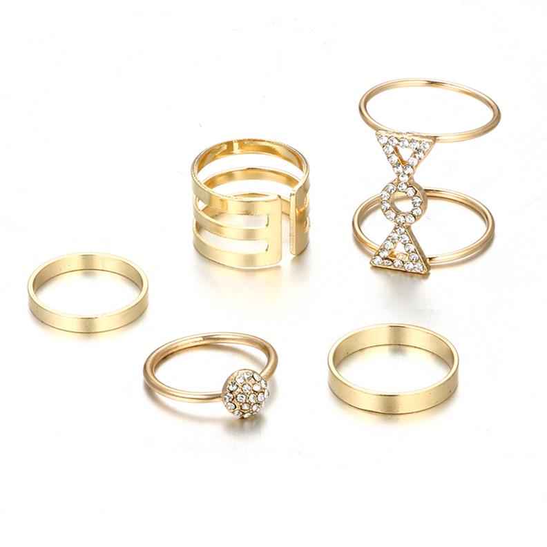 Docona Böhmischen Geometrischen Hohl Runde Dreieck Ring für Frauen Gold Kristall Knuckle Ringe Midi Finger Anel Ringe Schmuck 6736