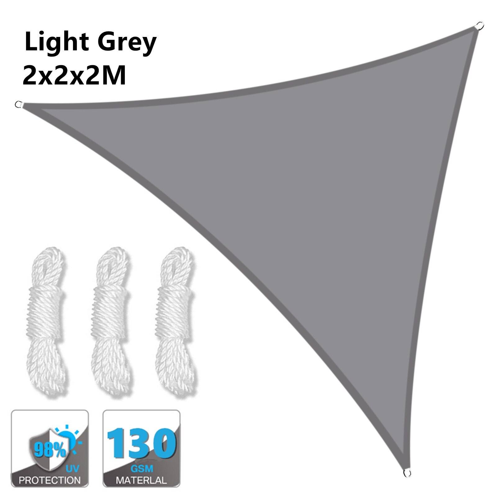 280GSM Grey Awnings Shade Sail Cloth Waterproof Oxford Garden Square/Triangle Sunshade 98%UV protection outdoor Canopy: Tiangle Gray 2x2x2M