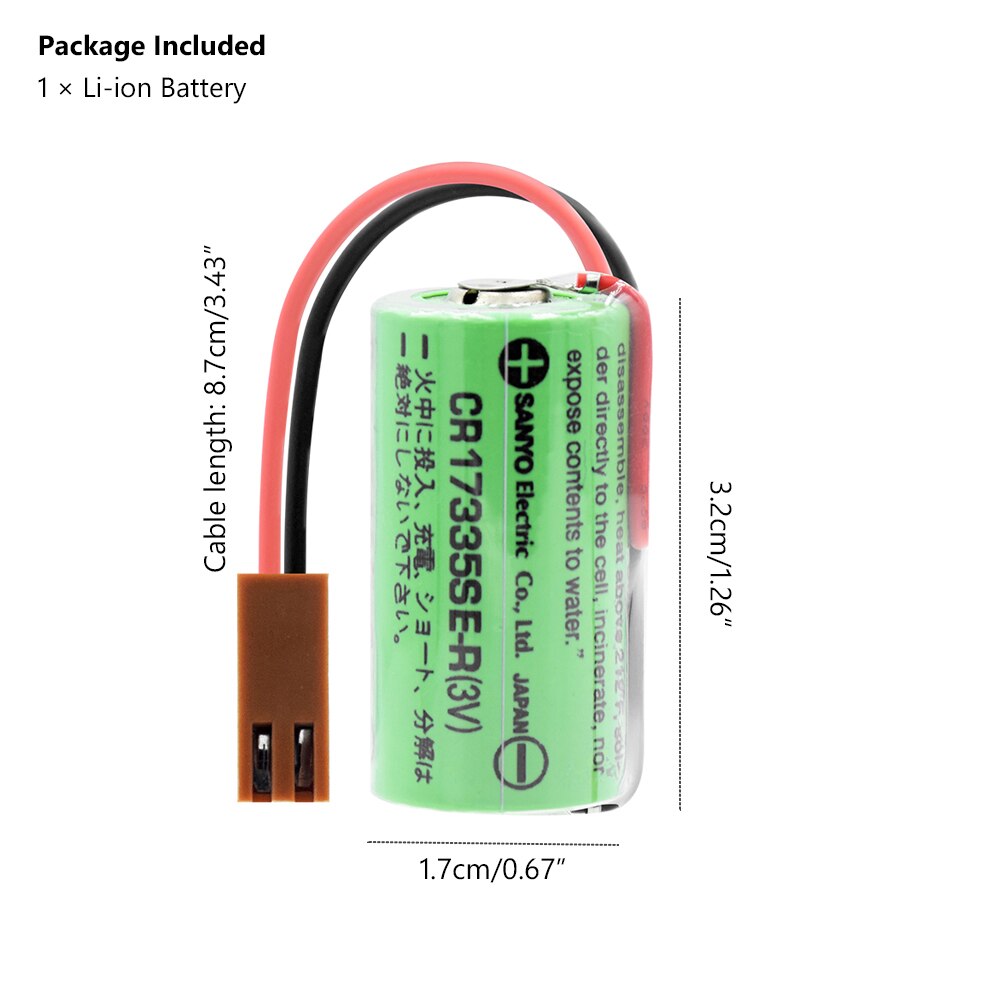 3V 1800mAh Lithium Battery CR17335SE-R CR17335SE CR17335 17335 Li Ion Battery For CNC Machine Tools PLC Printing Machine Screen