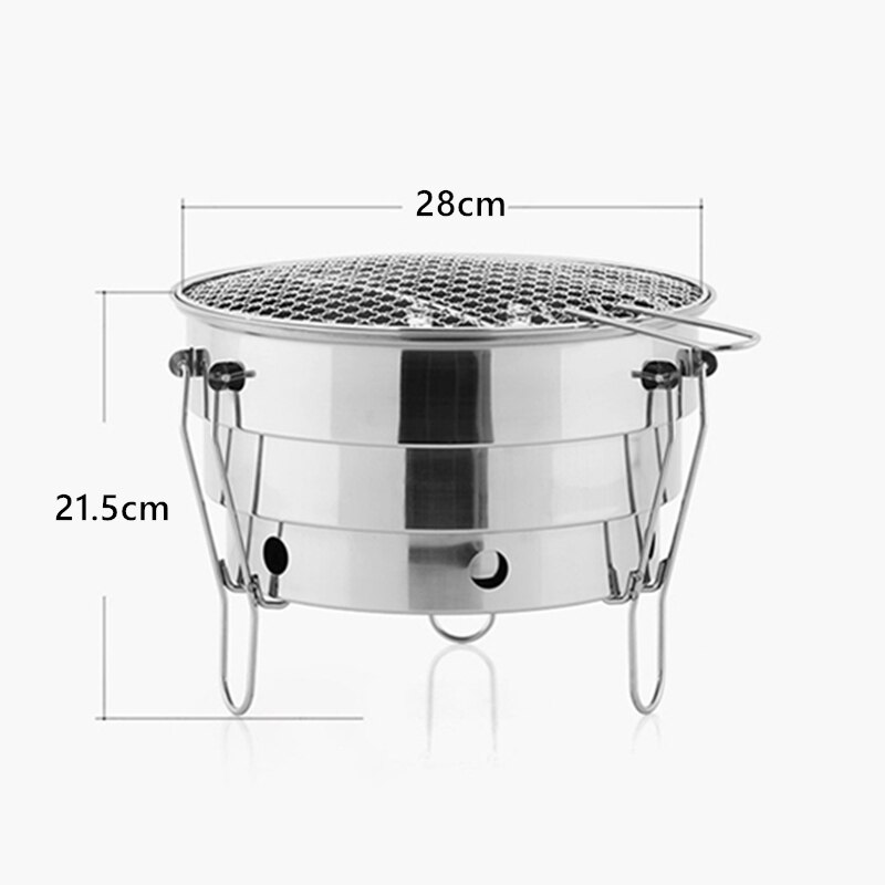 Outdoor Draagbare Mini Bbq Grill Rvs Houtskool Grill Barbecue Koken Tool Camping Accessoires