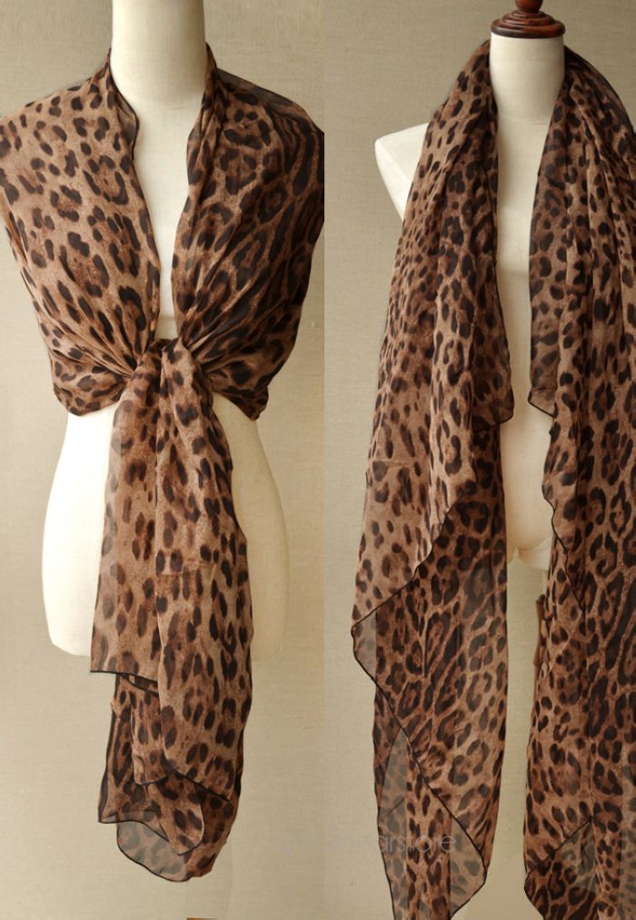 Leopard lechiffon tørklæde sjal kvinder lange chiffon tørklæder leopard sjal all-match blødt tørklæde 160 x 60cm foulard femme tørklæde