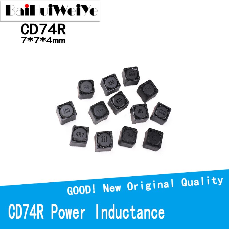 20Pcs/Lot Power Inductance CD74R CD74 Shielded Inductor SMD Inductor 7*7*4mm 2.2/3.3/4.7/6.8/10/15/22/33/47/68/100-680UH