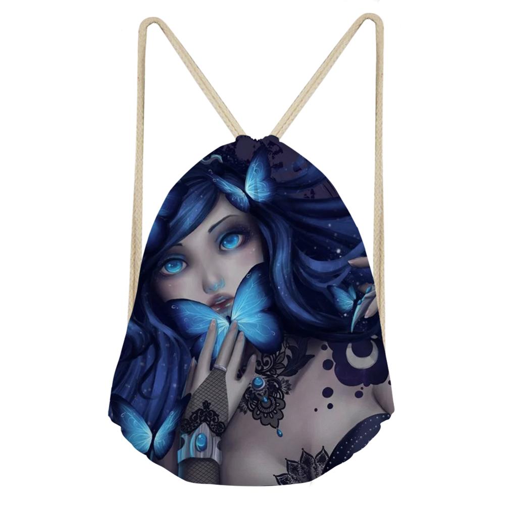Gothic Dark Art Koord Tassen Voor Vrouwen Meisjes Trekkoord Rugzak Rugzak Black Travel Opslag Pouch Mochila Bundel Zak