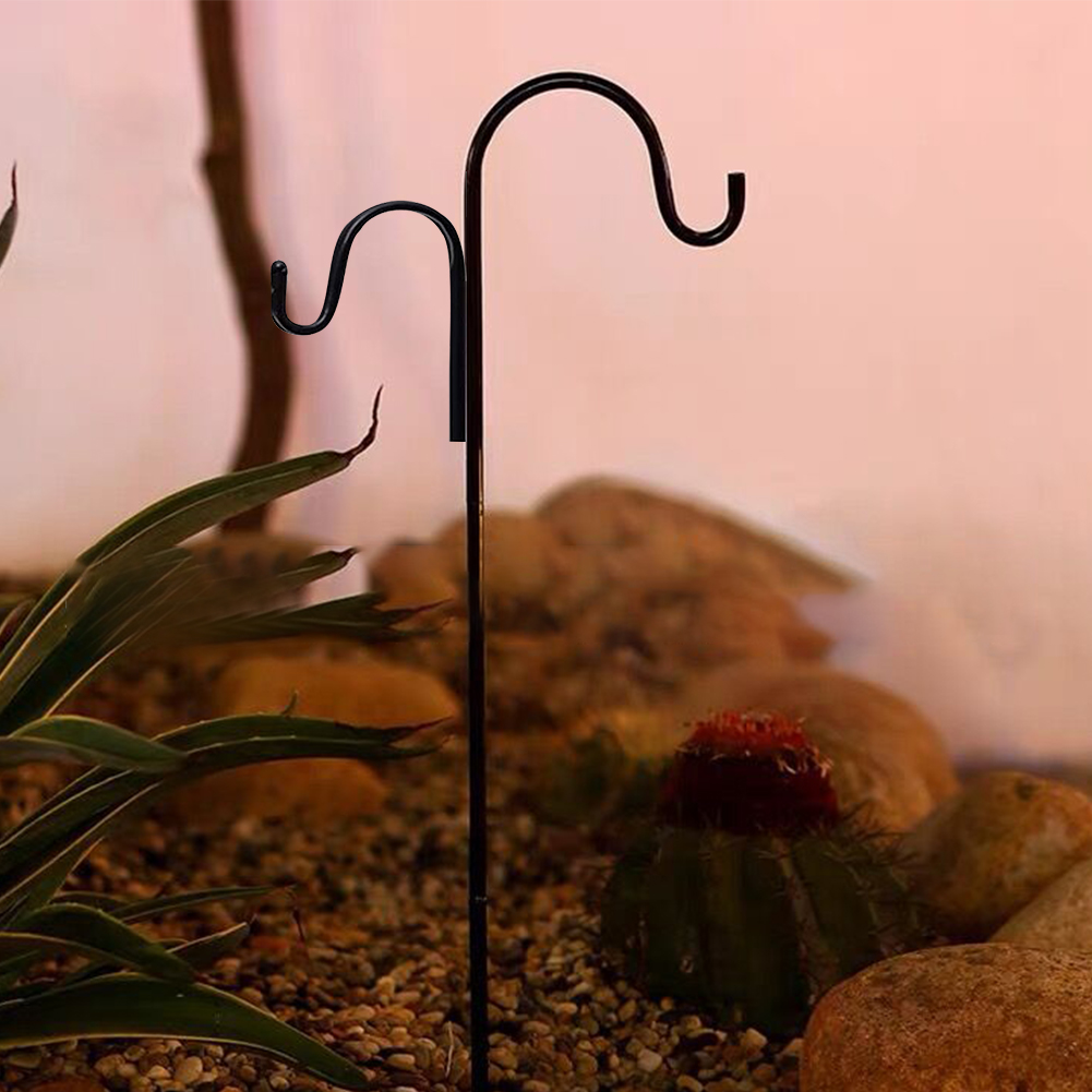 For Lantern Home Decor Shepherd Crook Hook Adjustable Height Courtyard Iron Outdoor 4 Prong Garden Stake Durable Practical