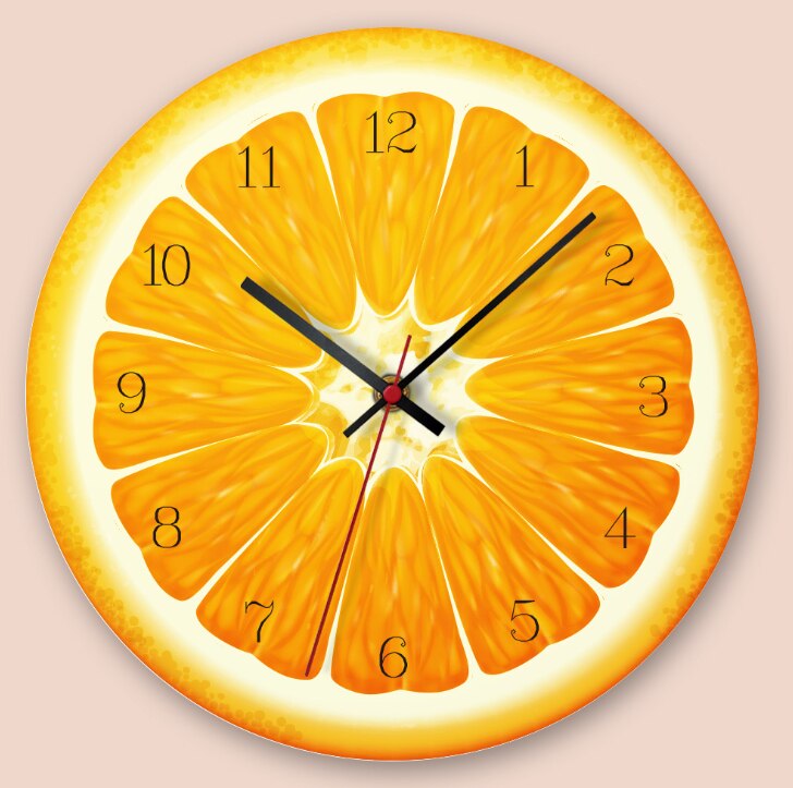 Fruit Wall Clock Lime Modern Kitchen Lemon Clock Watch Home Decor Living Room Clock Tropical Fruit Wall Art Timepieces: 4