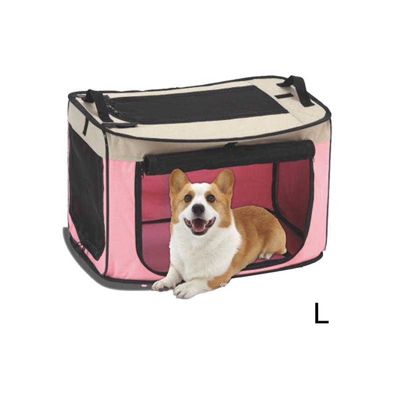 Car Wire Folding Pet Box Large Medium And Small Outdoor Portable Foldable Room Cat Dog Pet Cage Pet Nest: Pink / L