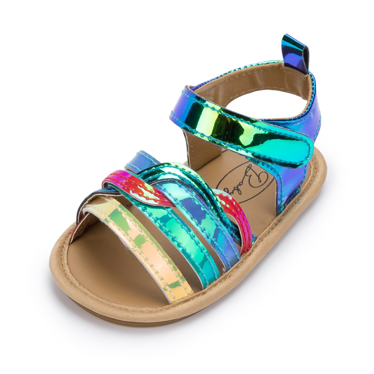 Baby Meisje Schoenen Meisje Sandalen Zomer Flats Pu Flash Ster Rubberen Zool Antislip Crib Pasgeboren Peuter Eerste walker Schoenen: Colorful / 0-6 months