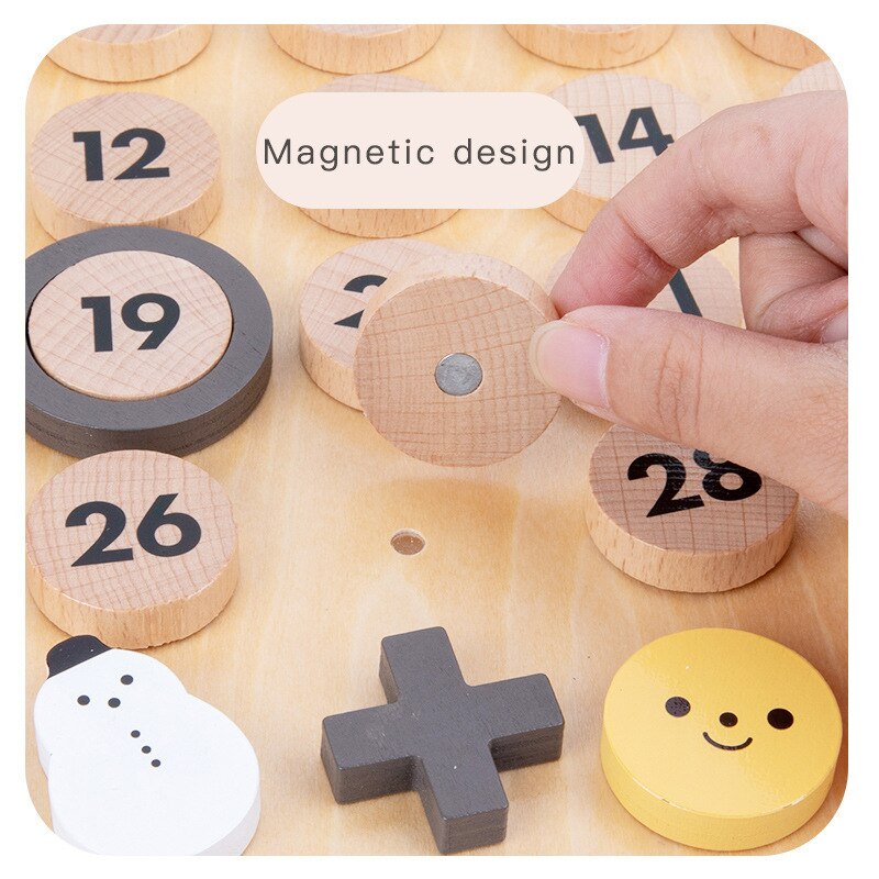 Baby Holz Kalender Spielzeug freundlicher freundlicher Kognitiven Spielzeug Kleinkind Holz Lernen Pädagogisches DIY Spielzeug für Baby Weihnachten Neue Jahr