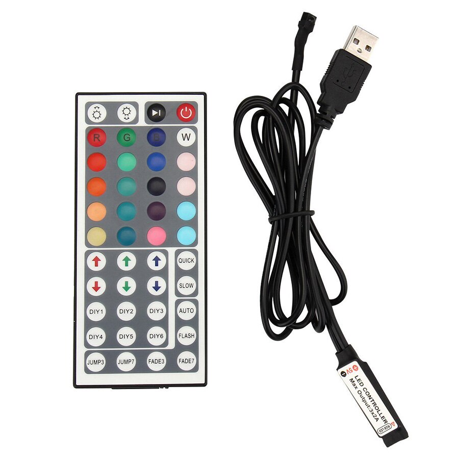 Led Rgb Controller Dc 5V 44Key Ir Remote Controler Usb 4pin Led Controller Ir Afstandsbediening Dimmer 6A Voor Rgb 3528 5050 Led Strip Licht