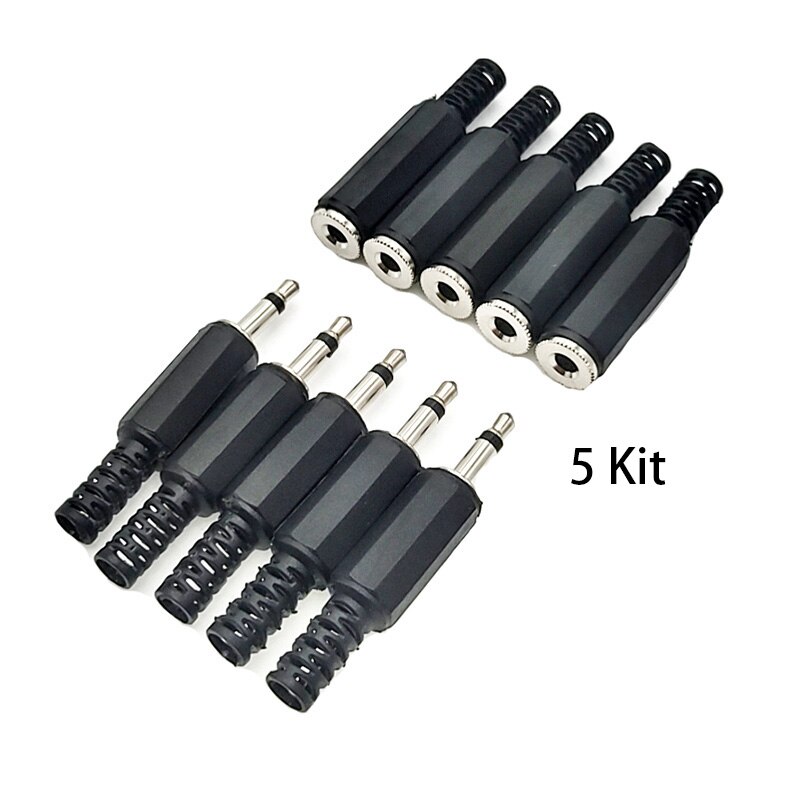 10 sæt 3.5mm han hovedtelefon lydstik hovedtelefon reparation hun jack stik enkelt dobbeltkanal/stereo stik hovedtelefonstik: Enkelt -5 sæt