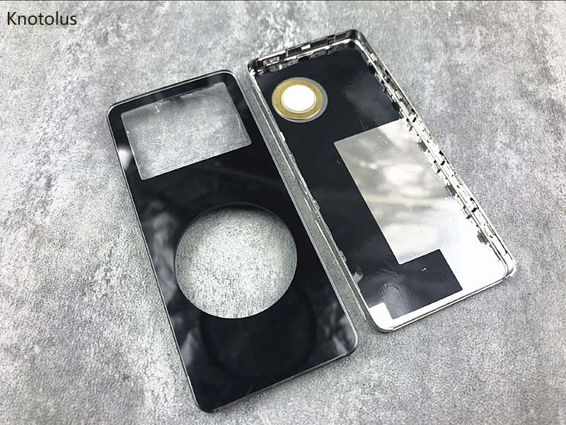 Knotolus svart främre frontplatta silver metall bakhus fodral skal för ipod nano 1st gen 1gb 2gb 4gb
