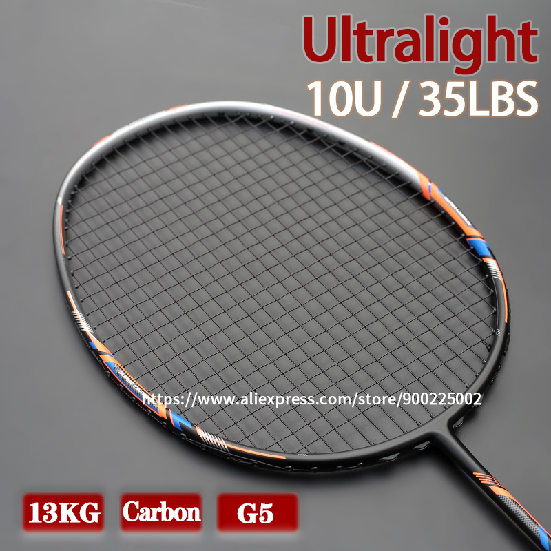 100% Full Carbon Fiber Strung Badminton Rackets 10U Tension 22-35LBS 13kg Training Racquet Speed Sports With Bags For Adult