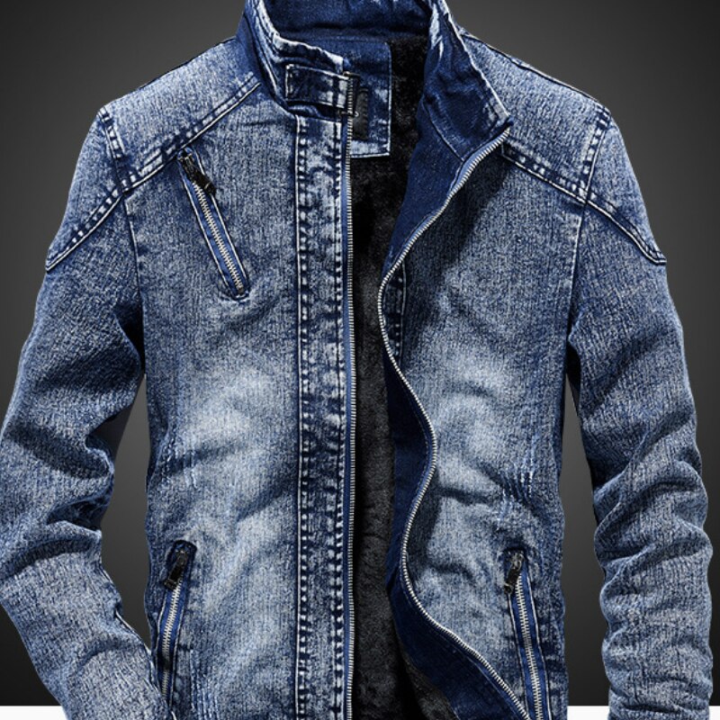 Vestes en Denim pour hommes, Vintage, coupe cintrée, couleur unie, tenue à la , noir, bleu, collection décontracté