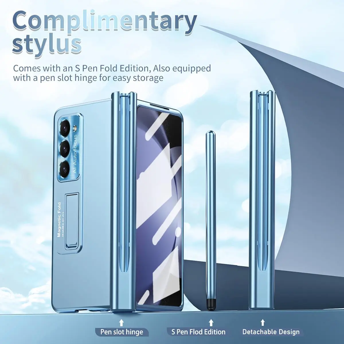Luxe Pc Case Voor Samsung Galaxy Z Fold 5 3 4 Case Met S Pen En Pen Houder Scharnier Bescherming Ingebouwde Screen Protector Stand