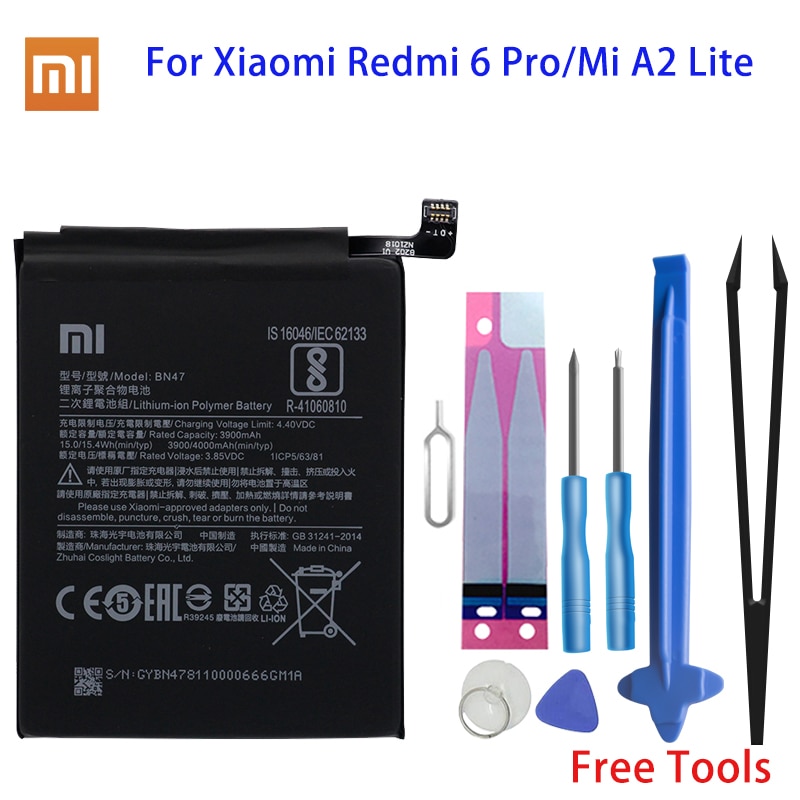 Xiao Mi Originele Telefoon Batterij BN47 Voor Xiaomi Redmi 6 Pro / Mi A2 Lite 3900Mah Vervangende batterij Gratis Tools