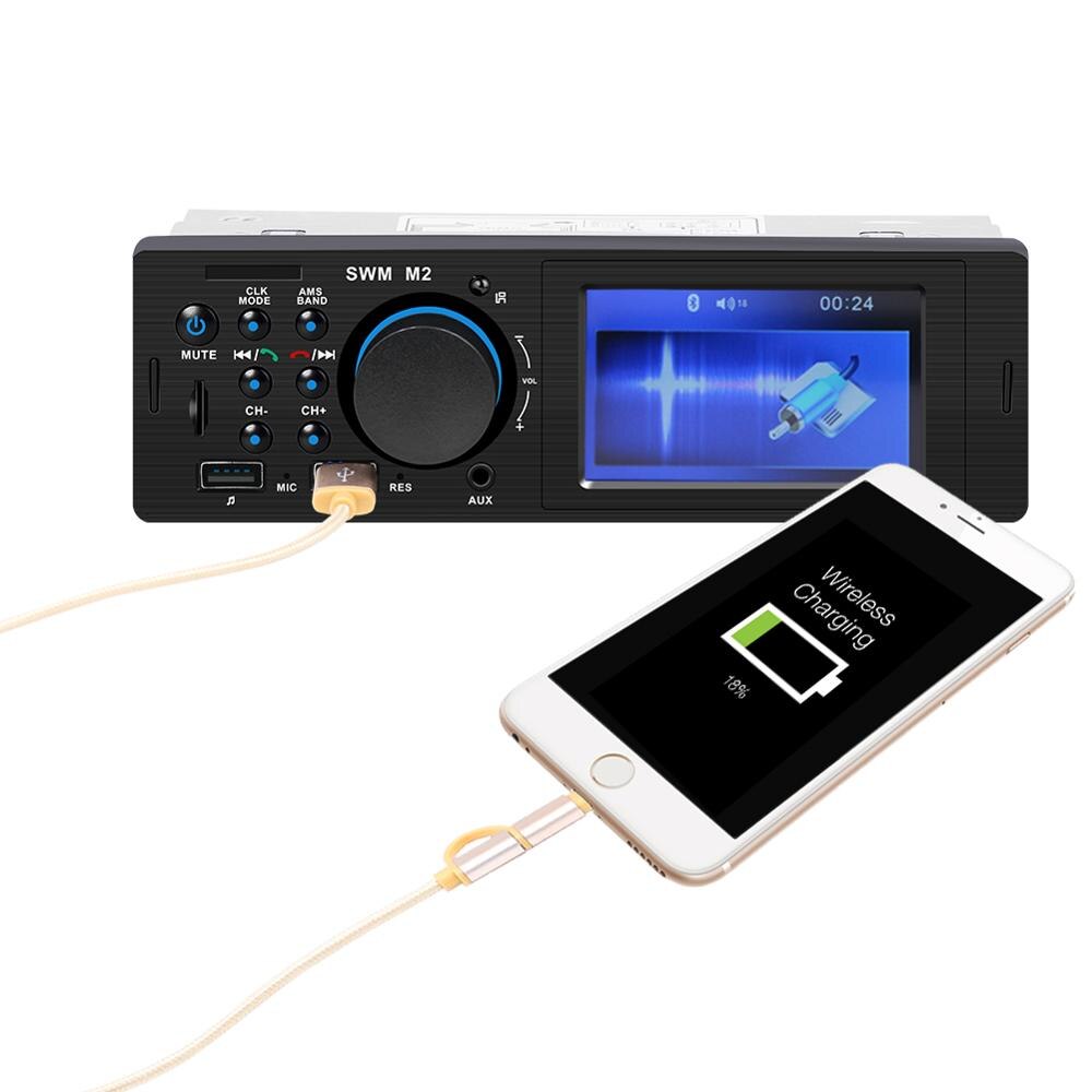 Bilstereo 1 din  mp3 spelare fm musikspelare bluetooth musik radio 4.0 tf aux dubbel usb laddning för ios / android host swm  m2