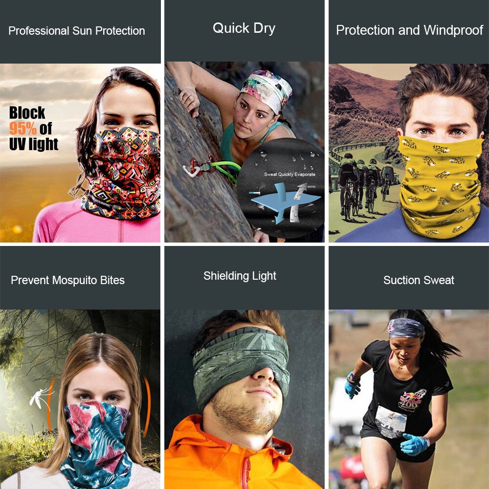 3D Seamless Bandana Neck Gaiter Tubular Scarves Head Skiing Scarf Bicycle Half Face Cover Balaclava Headband Men Women