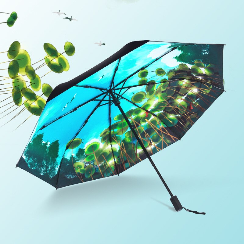 Dual-use Sunny Rain Umbrella Women 3 Fold Umbrella Sun Protection UV Protection Vinyl Unique Umbrella for Girls