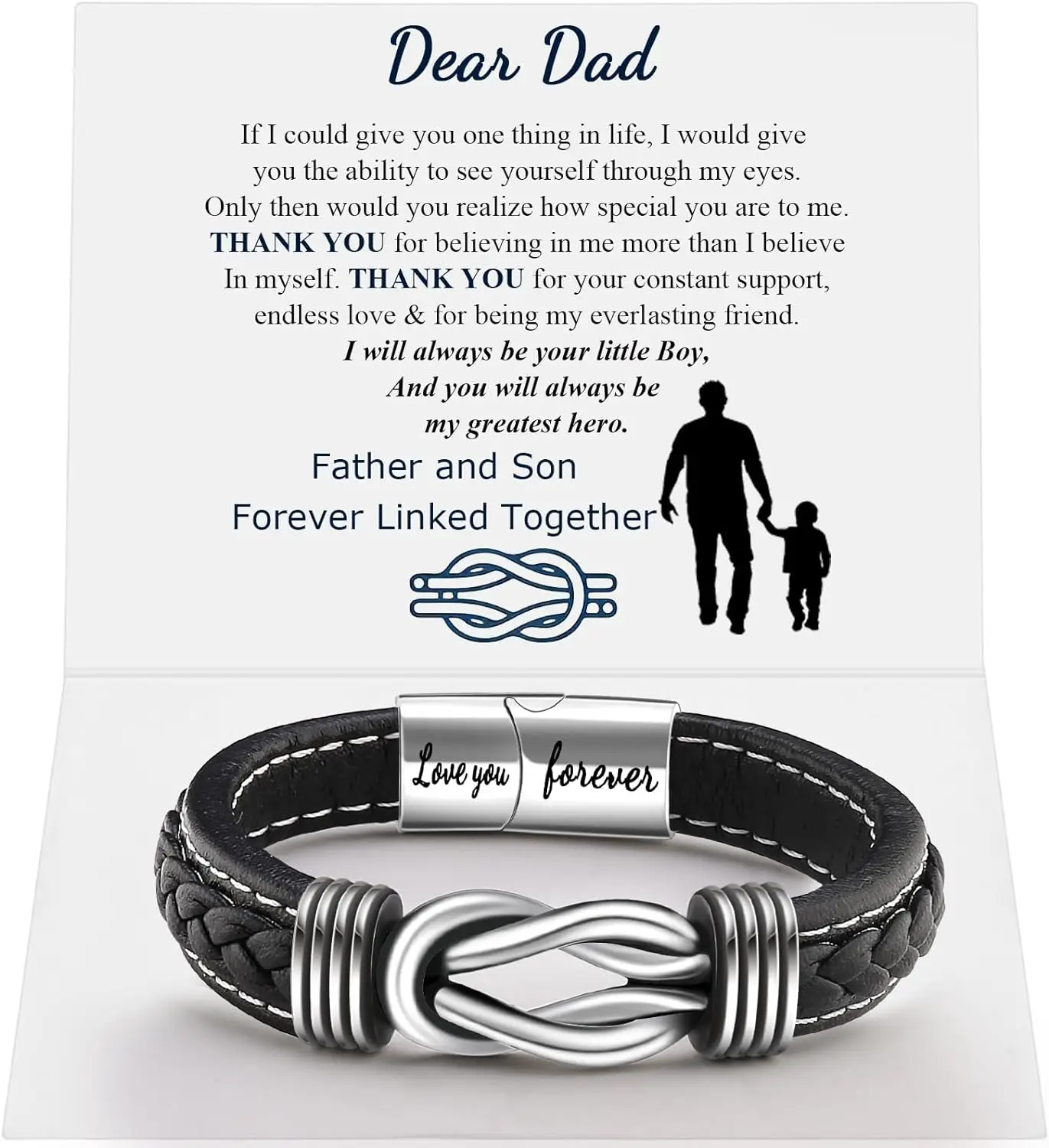 Infinity Knot Leather Bracelet for Men Birthday Christmas Anniversary Mens Forever Linked Together Braided Cuff Bracelet for Son: RED