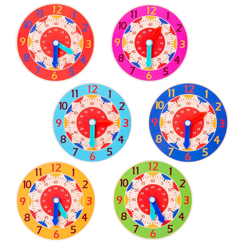1Pcs Kinderen Vroege Onderwijs Houten Klok Speelgoed Uur Minuut Tweede Cognitie Klok Speelgoed Voor Kinderen Voorschoolse Onderwijs Gereedschap